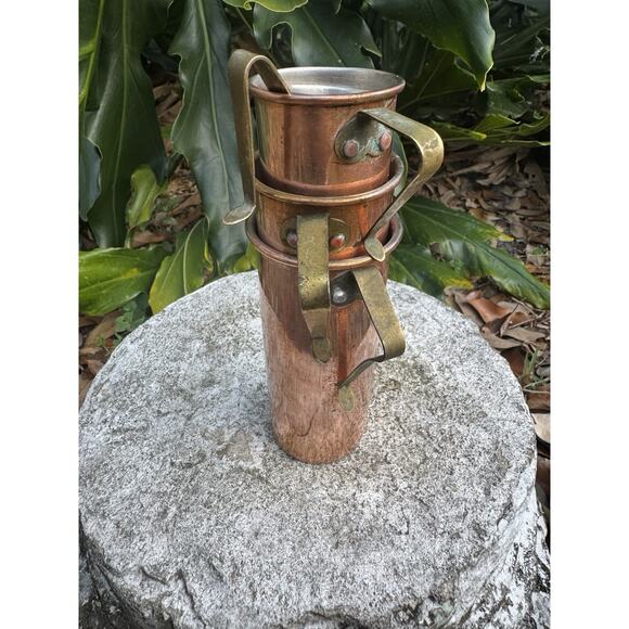 Vintage Copper Nesting Measuring Cups Brass Handle Made In Korea Set Of 4 - Picture 11 of 11